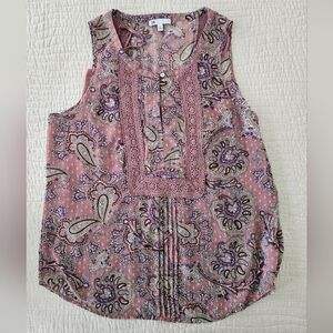 DR2 Women’s Paisley 2 Piece Embroidered Accents Top Sleeveless  Size:Large